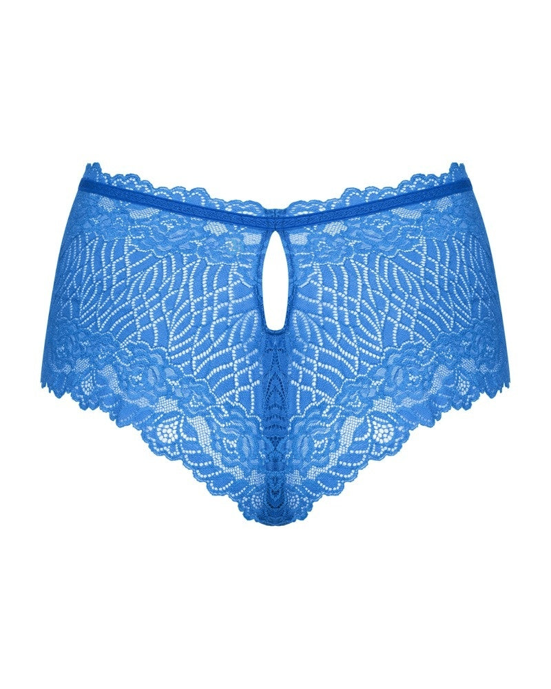 Verführerische blaue Spitze mit glänzendem Ornament – Llia Shorties