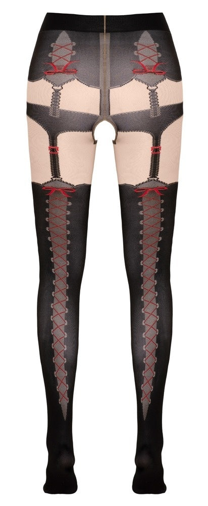 Straps-Strumpfhose mit eingewebtem Höschen