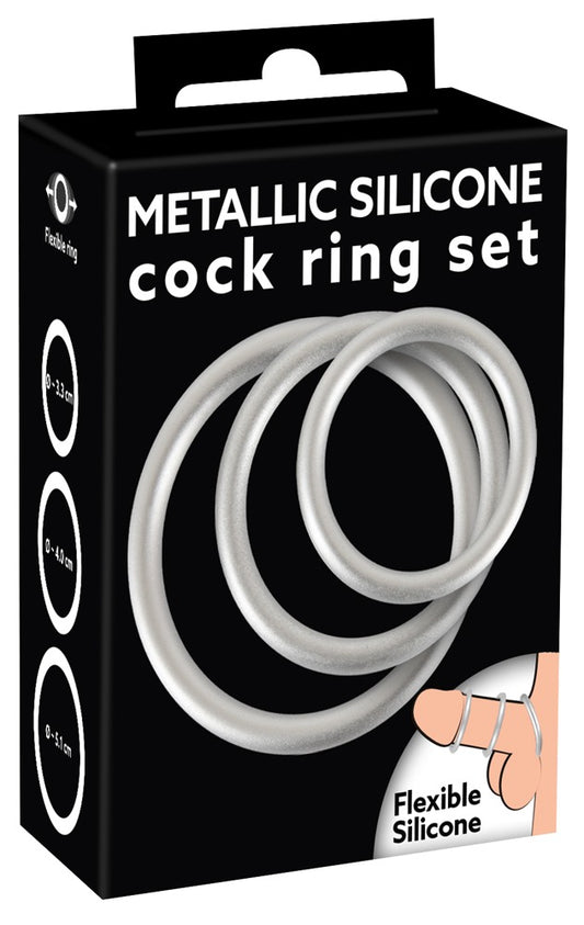 05372170000-1-Metallic Silicone Cock Ring Set-1