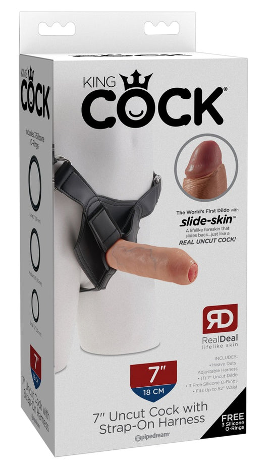 05423770000-1-7“ Uncut Cock with Strap-On Harness-1