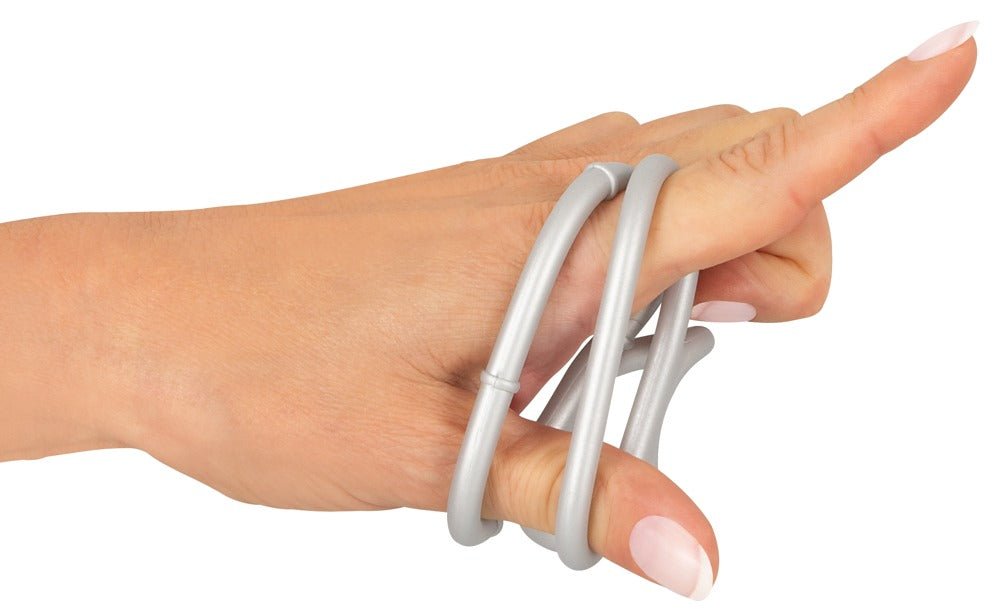 05562700000-4-Metallic Silicone Triple cock/ball ring-4