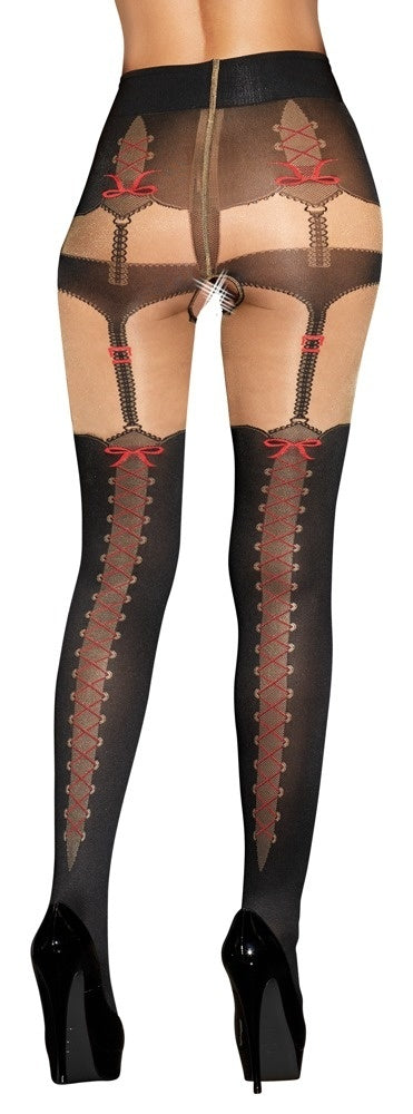 Straps-Strumpfhose mit eingewebtem Höschen