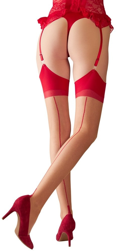 Elegante Straps-Strümpfe mit Naht und Hochferse
