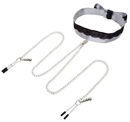 50014710000-2-Play Nice Satin Collar & Nipple Clamps-2