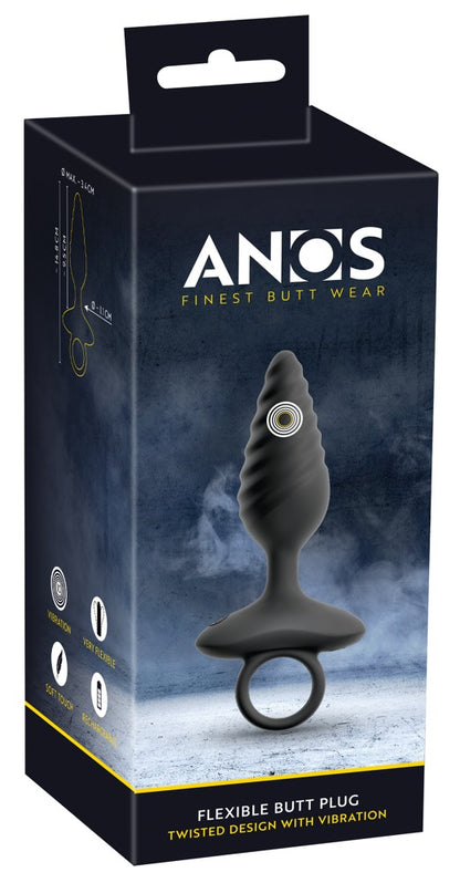 54051730000-1-Flexible Butt Plug Twisted Design with Vibrations-1