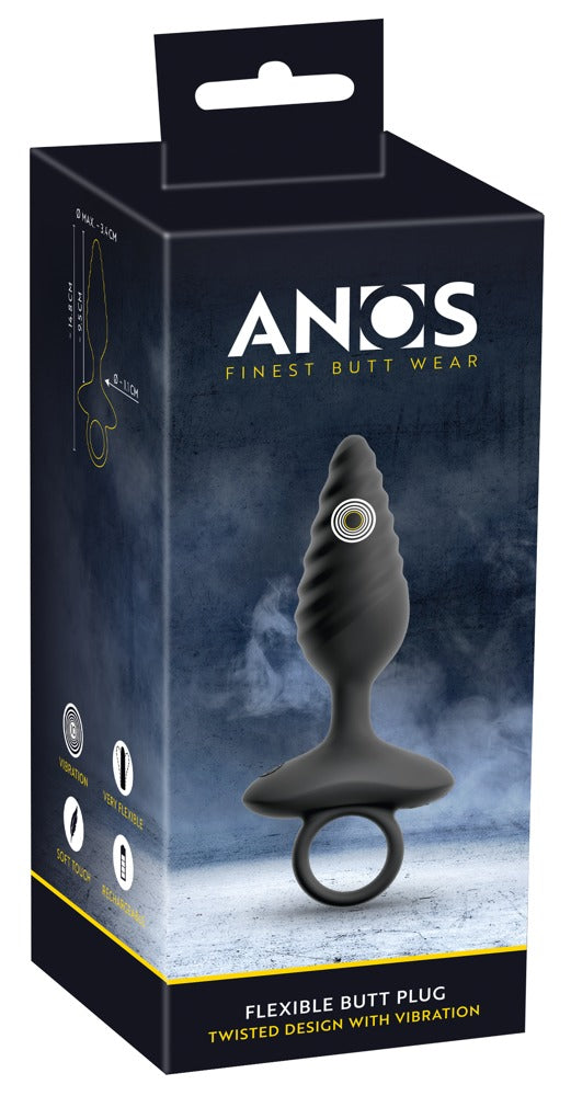 54051730000-1-Flexible Butt Plug Twisted Design with Vibrations-1